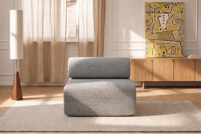 Fauteuil non convertible et modulable - Tissu tweed Gris