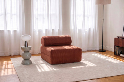 Fauteuil non convertible et modulable - Velours côtelé Terracotta
