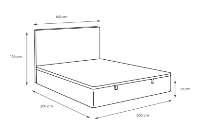 Lit coffre 200x200 cm avec Tête de lit tapissée - Tissu Velours Gris Anthracite