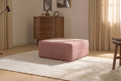 Pouf non convertible et modulable - Velours côtelé Rose