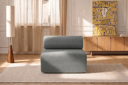 Fauteuil non convertible et modulable - Tissu lisse Gris