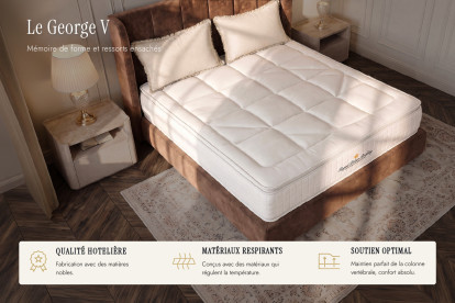 Matelas 180x200 cm Ressorts ensachés et Mémoire de forme - George V