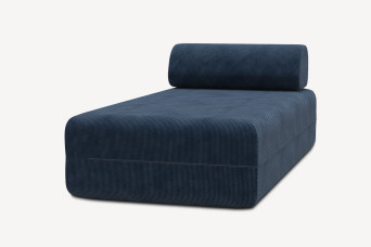 Méridienne non convertible et modulable - Velours côtelé Bleu