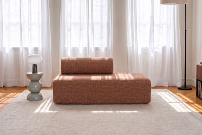 Canapé 2 places non convertible et modulable - Tissu tweed Rouge