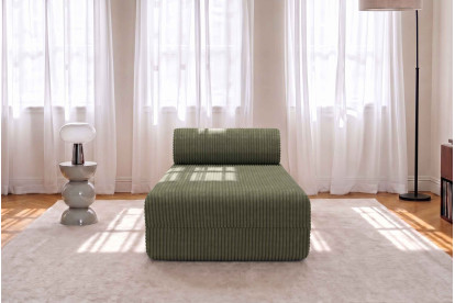 Méridienne non convertible et modulable - Velours côtelé XL Vert