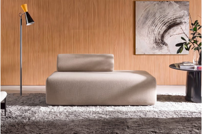 Canapé 2 places non convertible et modulable - Tissu lisse Beige