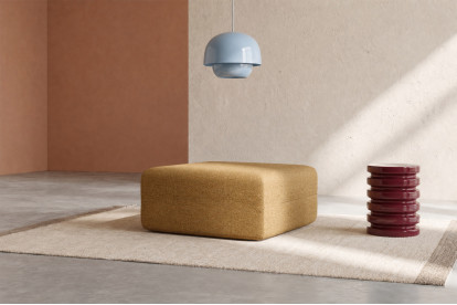 Pouf non convertible et modulable - Tissu tweed Jaune