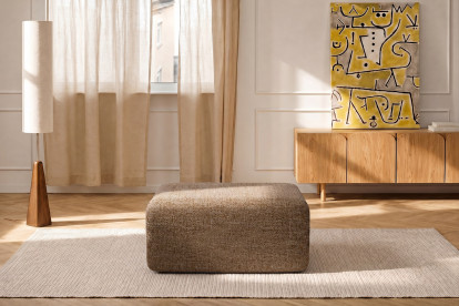 Pouf non convertible et modulable - Tissu tweed Marron