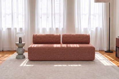 Canapé 3 places non convertible et modulable - Tissu tweed Rouge