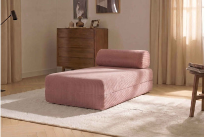 Méridienne non convertible et modulable - Velours côtelé Rose