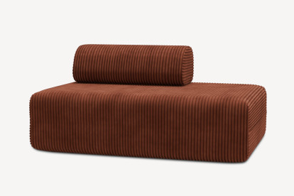 Canapé 2 places non convertible et modulable - Velours côtelé XL Terracotta