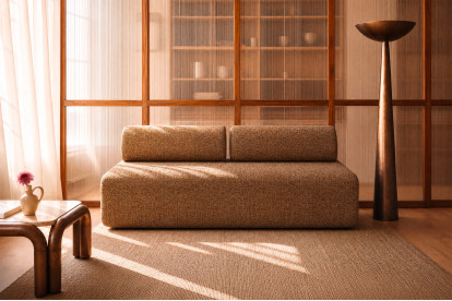 Canapé 3 places non convertible et modulable - Tissu tweed Marron