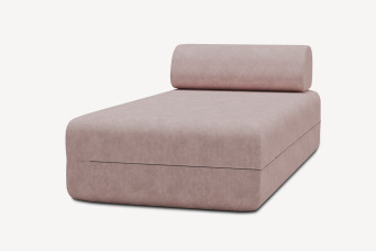 Méridienne non convertible et modulable - Velours côtelé Rose pâle