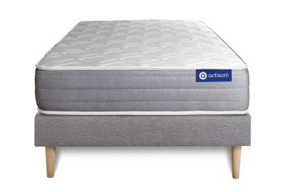Ensemble Matelas Sommier 90x190 cm - Sommier Gris (en kit) - Actilatex Dream