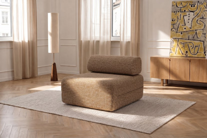 Fauteuil non convertible et modulable - Tissu tweed Marron