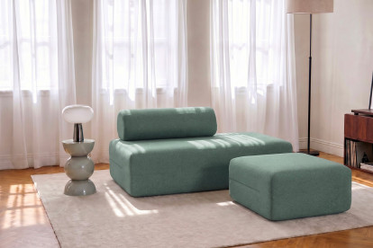 Pouf non convertible et modulable - Tissu lisse Vert