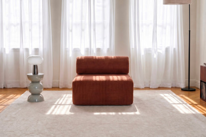 Fauteuil non convertible et modulable - Velours côtelé Terracotta