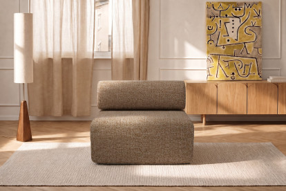 Fauteuil non convertible et modulable - Tissu tweed Marron