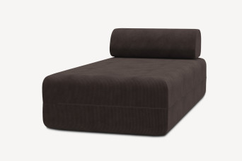 Méridienne non convertible et modulable - Velours côtelé Marron