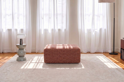 Pouf non convertible et modulable - Tissu tweed Rouge