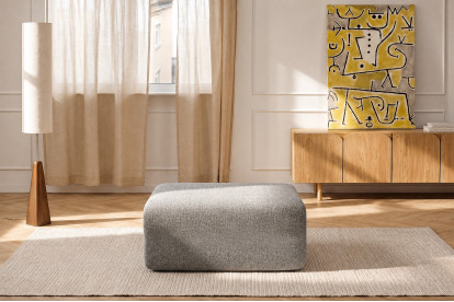Pouf non convertible et modulable - Tissu tweed Gris