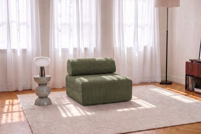 Fauteuil non convertible et modulable - Velours côtelé XL Vert