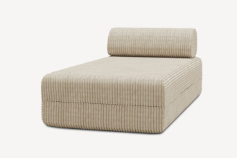 Méridienne non convertible et modulable - Velours côtelé XL Beige