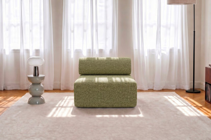 Fauteuil non convertible et modulable - Tissu tweed Vert