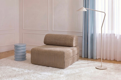 Fauteuil non convertible et modulable - Velours côtelé XL Marron