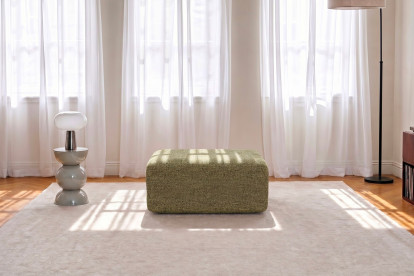 Pouf non convertible et modulable - Tissu tweed Vert