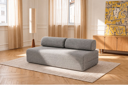 Canapé 3 places non convertible et modulable - Tissu tweed Gris