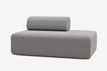 Canapé 2 places non convertible et modulable - Tissu tweed Gris