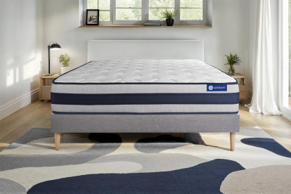 Ensemble Matelas Sommier 80x190 cm - Sommier Gris (en kit) - Actimemo Ergo