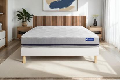 Ensemble Matelas Sommier 140x190 cm - Sommier Blanc (en kit) - Actiflex Soft