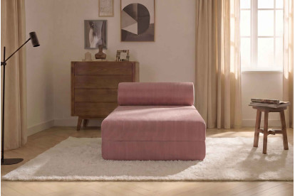 Méridienne non convertible et modulable - Velours côtelé Rose