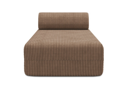 Méridienne non convertible et modulable - Velours côtelé XL Marron