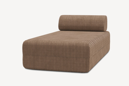 Méridienne non convertible et modulable - Velours côtelé XL Marron