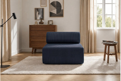 Fauteuil non convertible et modulable - Velours côtelé Bleu