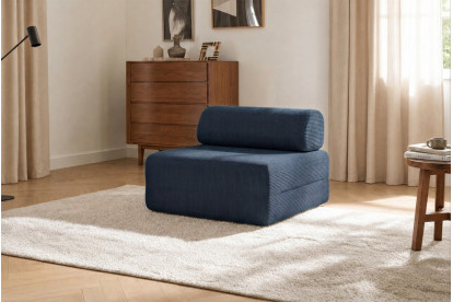 Fauteuil non convertible et modulable - Velours côtelé Bleu