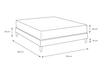Ensemble Matelas Sommier 130x190 cm - Sommier Noir (en kit) - Buckingham