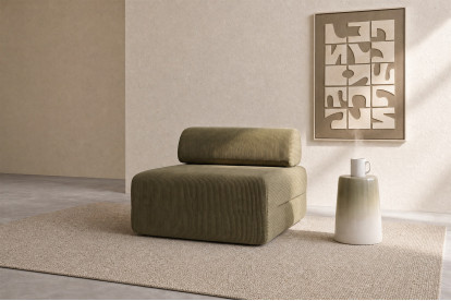 Fauteuil non convertible et modulable - Velours côtelé Vert