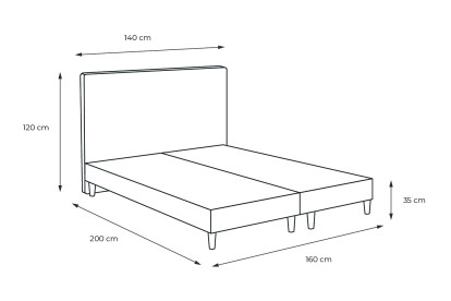 Lit 2x 80x200 cm - Sommier tapissier H35 cm + tête de lit capitonnée - Tissu Velours Vert