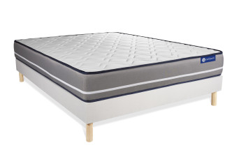 Ensemble Matelas Sommier 120x220 cm - Sommier Blanc (en kit) - Actimemo Pur
