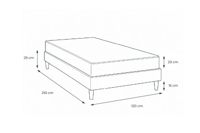 Ensemble Matelas Sommier 120x210 cm - Sommier Gris (en kit) - Actiflex Soft