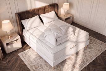 Pack lit complet 160x200 cm - Matelas + Sommier Blanc (en kit) + 2 oreillers + Couette - George V