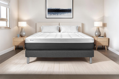 Ensemble Matelas Sommier 90x190 cm - Sommier Gris (en kit) - Vital Soft