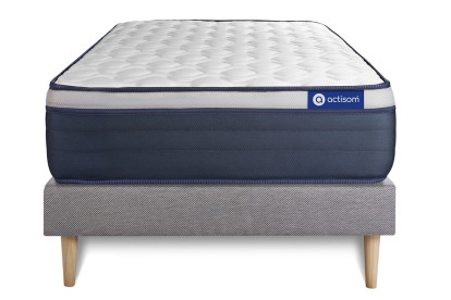 Ensemble Matelas Sommier 80x200 cm - Sommier Gris (en kit) - Actimemo Max