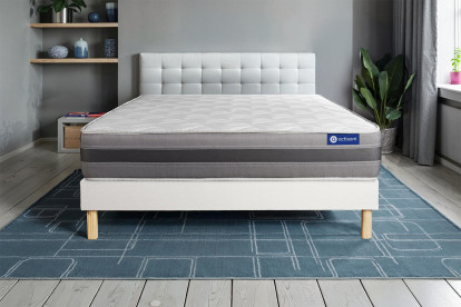 Ensemble Matelas Sommier 90x190 cm - Sommier Blanc (en kit) - Actilatex Relax