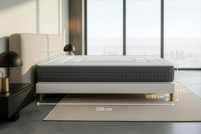 Ensemble Matelas Sommier 90x200 cm - Sommier Blanc (déjà monté) - Vingt-Six