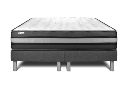 Ensemble Matelas Sommier 160x200 cm - 2 Sommiers Gris - Vital Power Zen